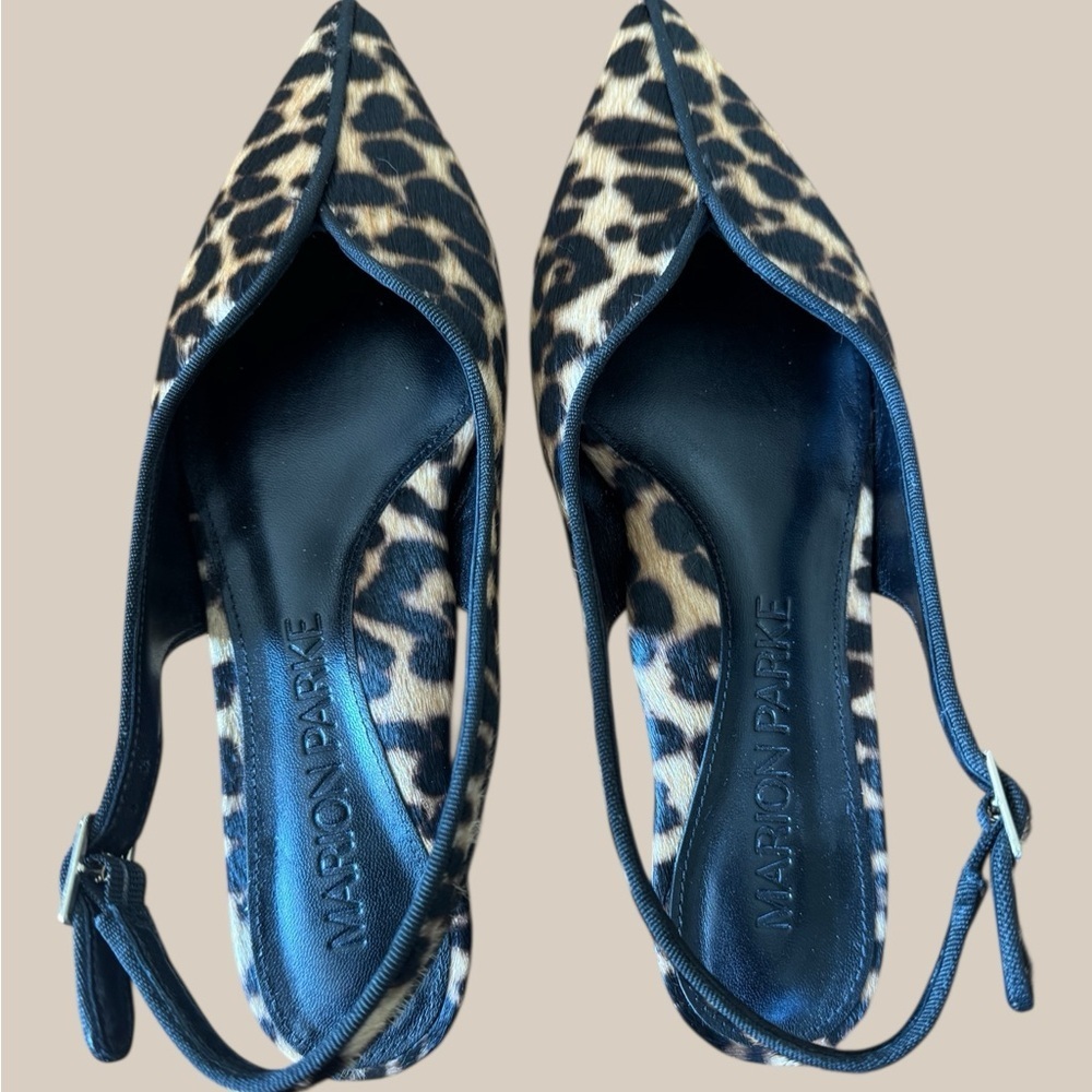 Marion Parke NWT Leopard Pony Hair Slingback Flats - Picture 3 of 4